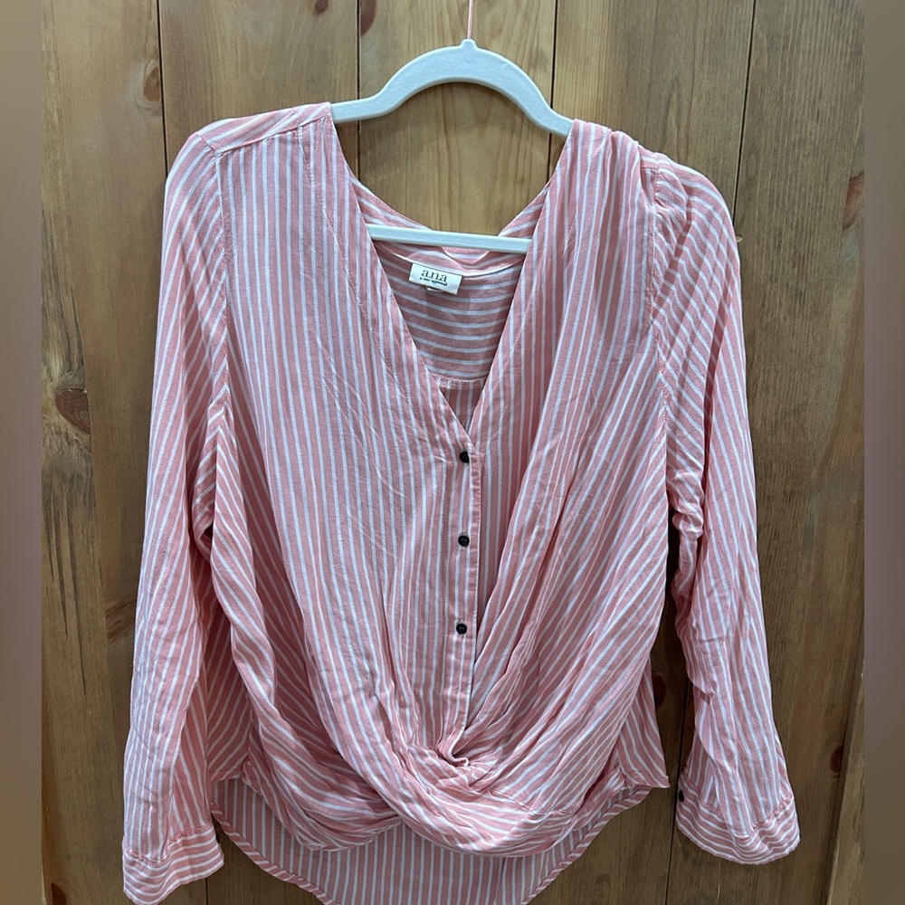 Ana Pink Striped Women's Top XL